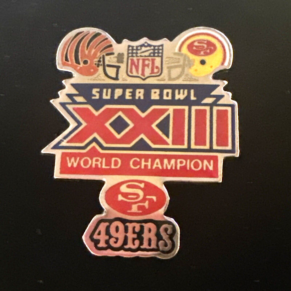 VTG Super Bowl XXIII PIN San Francisco 49ers 1989 Lapel Hat Pinback Peter David - Picture 1 of 3